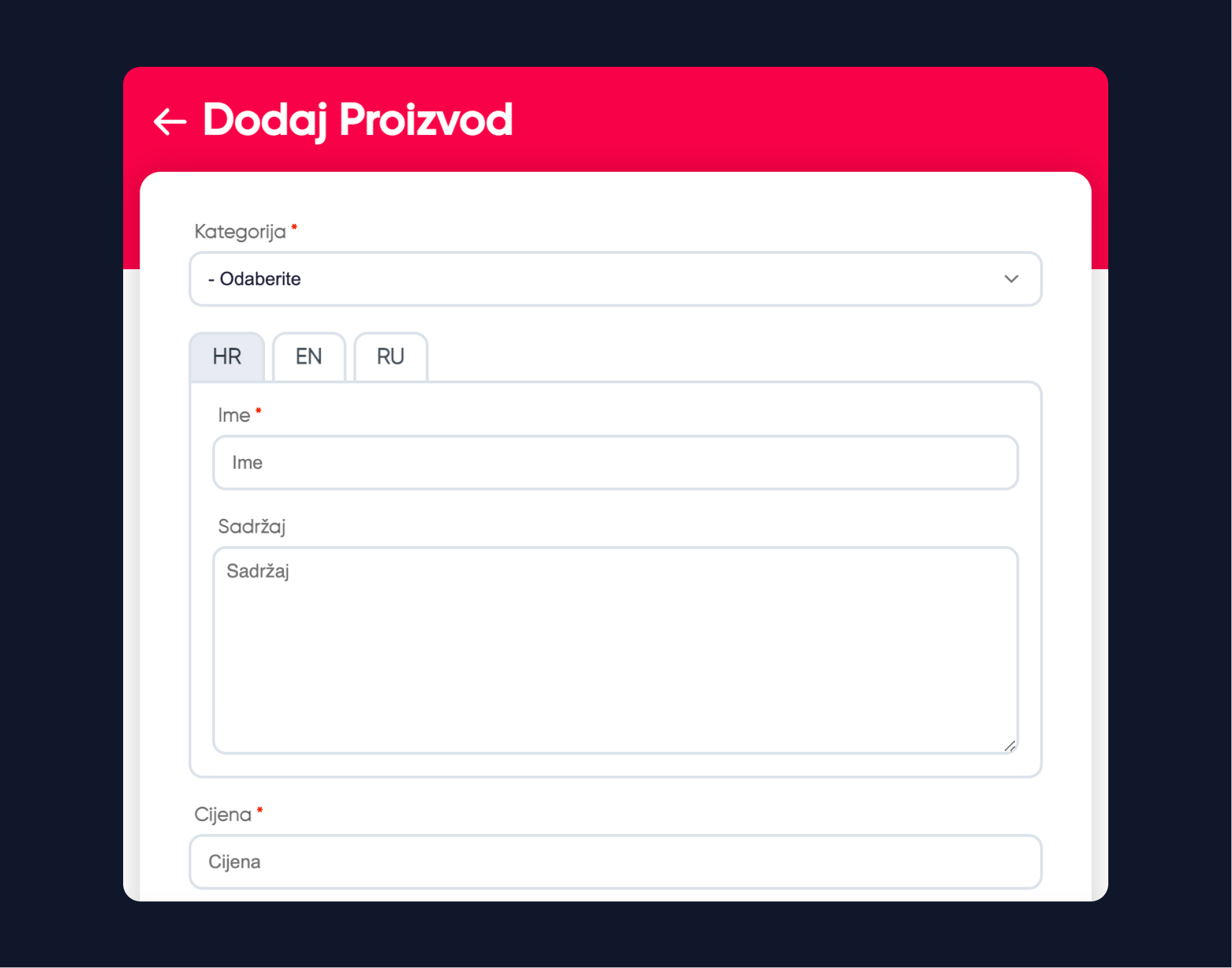 Uredite svoj jelovnik kad god želite